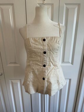Abercrombie & Fitch Linen Strapless Blouse Cream Size Medium NWT